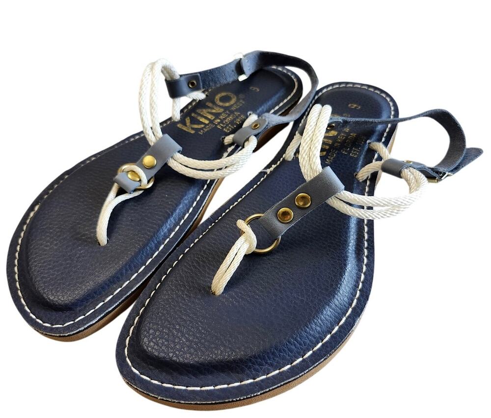Kino 9 Key West Leather Nautical Sandals Coastal Rope Knot Beach Boho Comfy